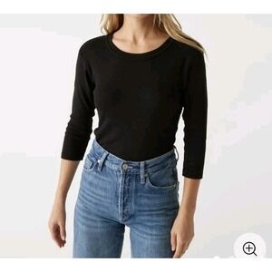 Michael Stars Dora Shine 3/4 Sleeve Tee Black Size OS NWT $88